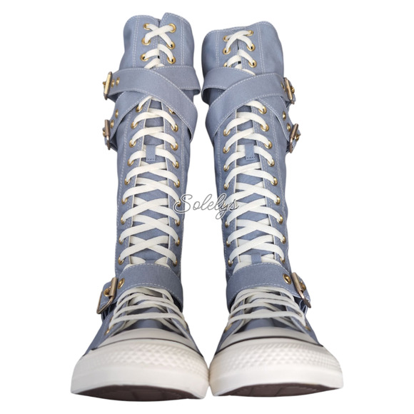 Converse XXHI Triple Buckle Strap Wet Stone Blue Knee High Sneaker Womens 10.5 - Picture 9 of 10